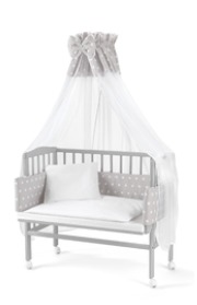 WALDIN 2u1 krevet uz roditeljski krevet sa madracem, ogradicom i baldahinom